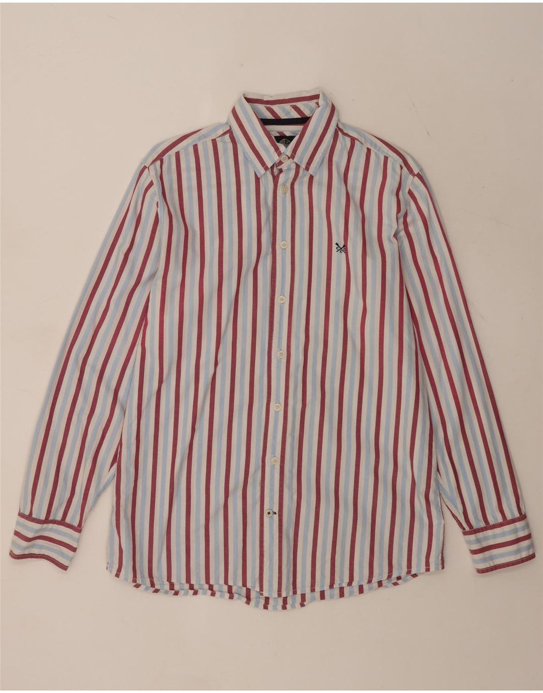 Crew Clothing Camicia da uomo dal taglio classico in cotone a righe blu medio