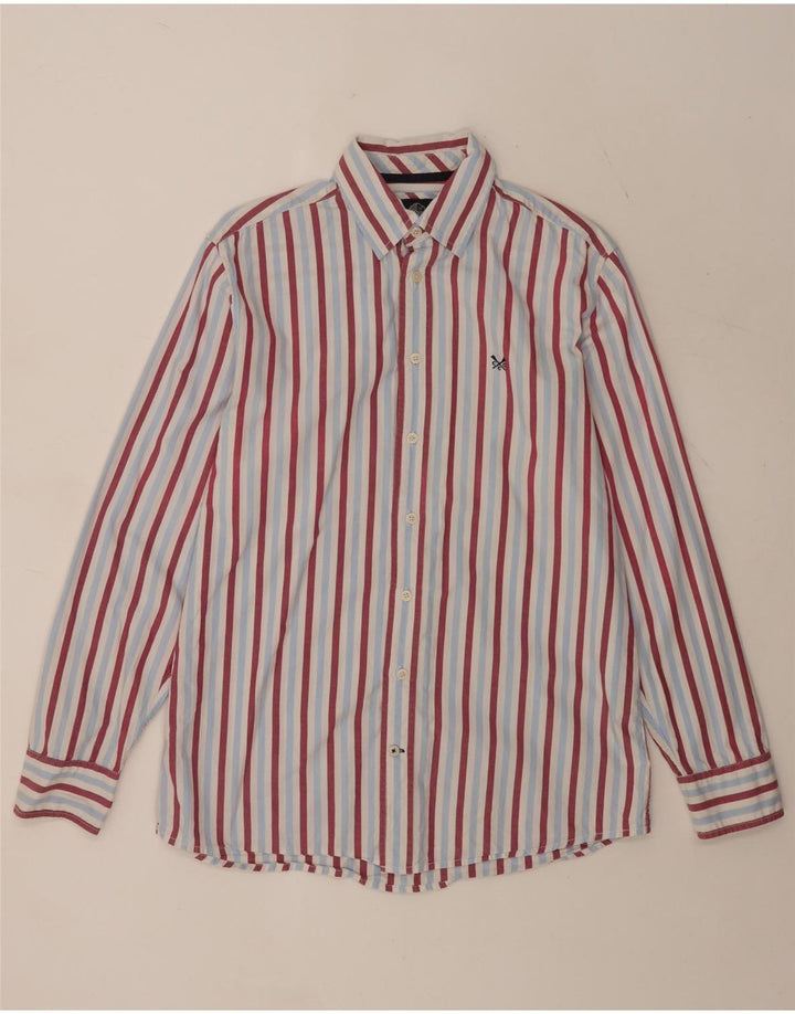Crew Clothing Camicia da uomo dal taglio classico in cotone a righe blu medio