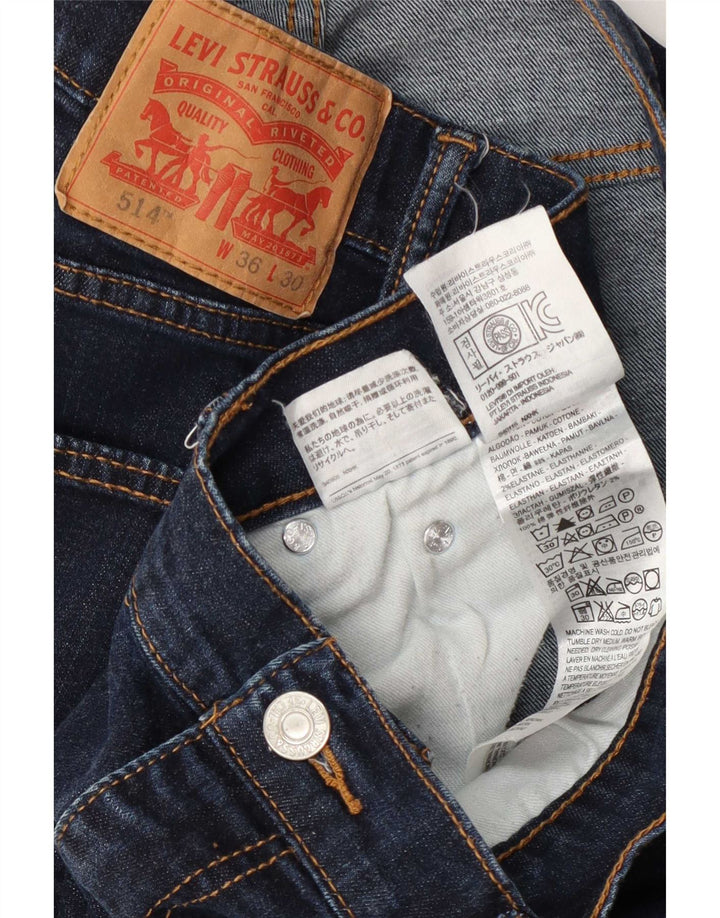Jeans Levi's Uomo 514 Cropped W36 L25 Cotone Blu Navy