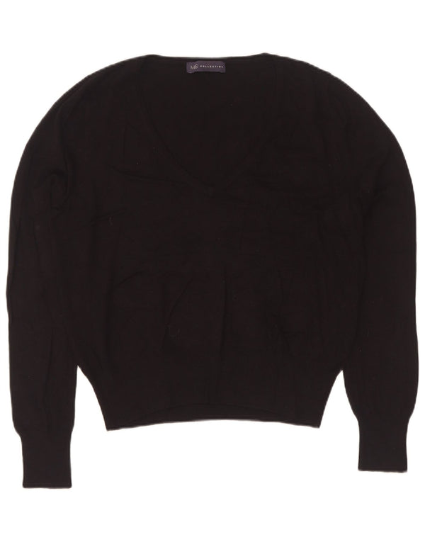 Maglione con scollo a V da donna Marks & Spencer UK 14 Viscosa nera media