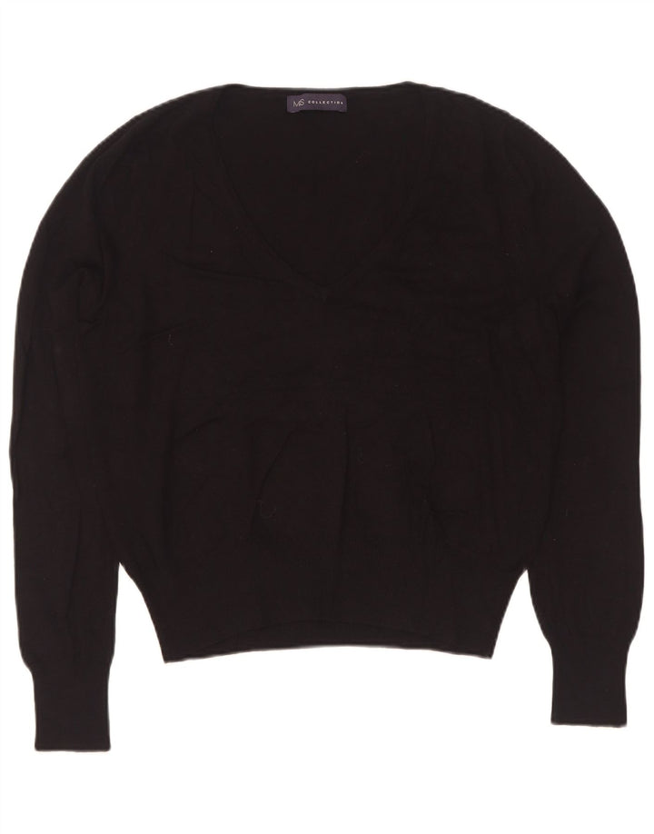 Maglione con scollo a V da donna Marks & Spencer UK 14 Viscosa nera media