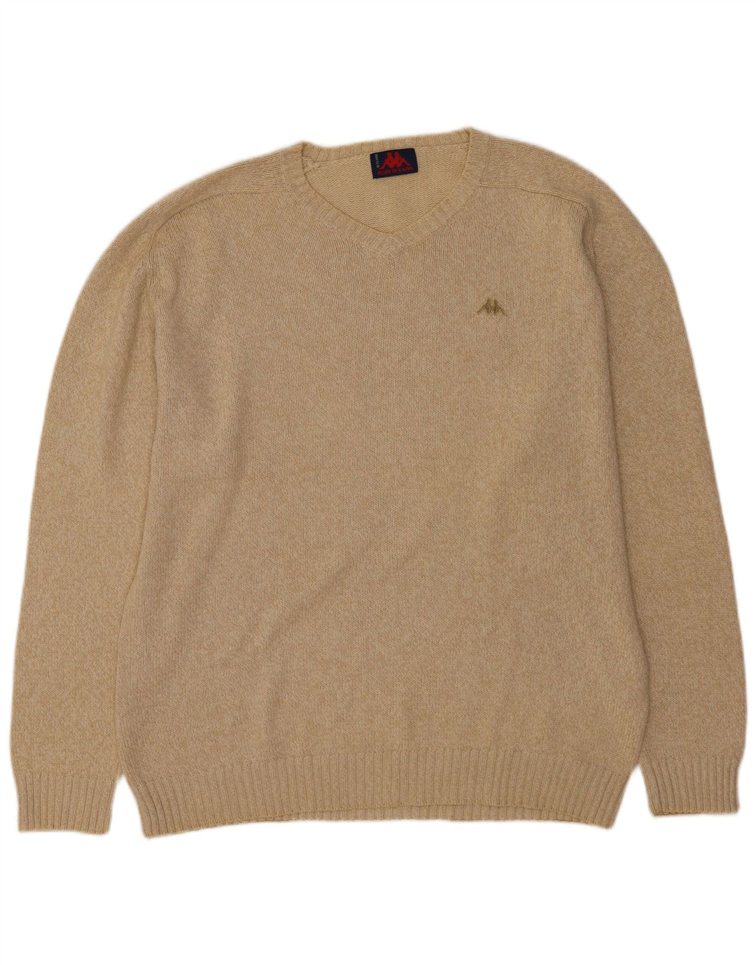Maglione Kappa da uomo con scollo a V 2XL in cotone beige