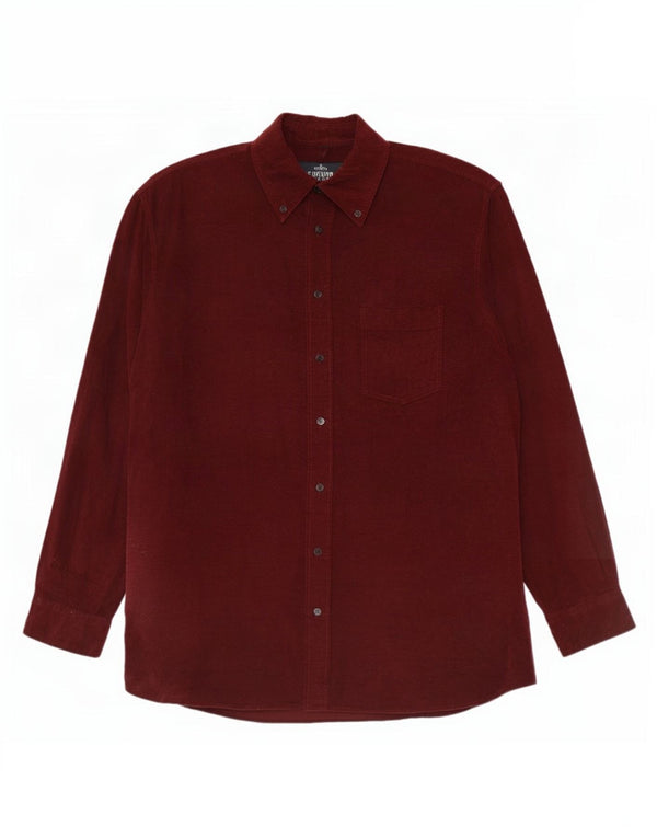 Camicia da uomo in velluto a coste Camargue UK 43/44 XL Cotone bordeaux