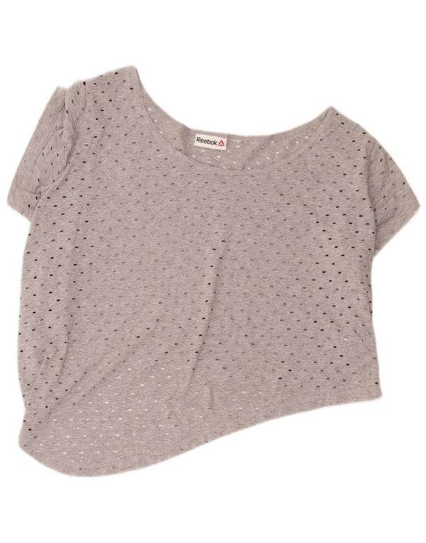 T-shirt corta da donna Reebok Top UK 16 grande cotone grigio