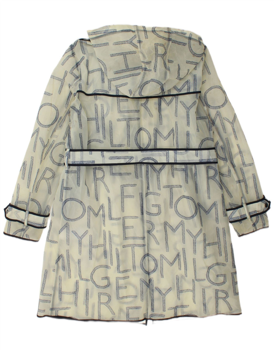 Tommy Hilfiger Donna Graphic Raincoat UK 10 Small Off White Poliuretano