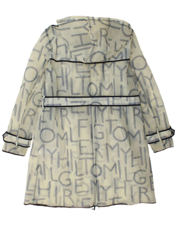 Tommy Hilfiger Donna Graphic Raincoat UK 10 Small Off White Poliuretano