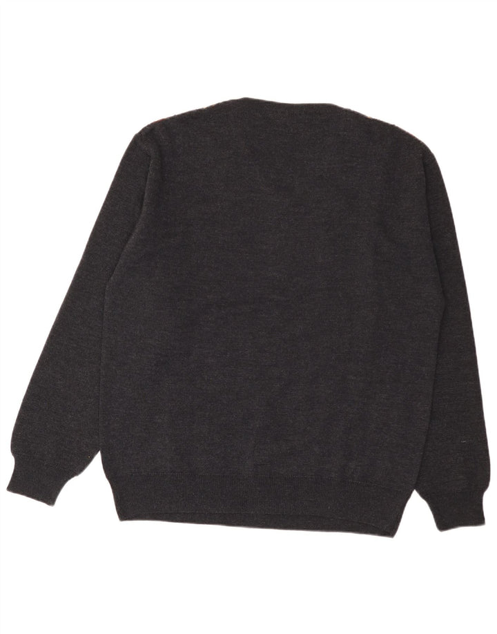 Maglione da uomo con scollo a V Danilo, poliacrilico a righe grigie grandi