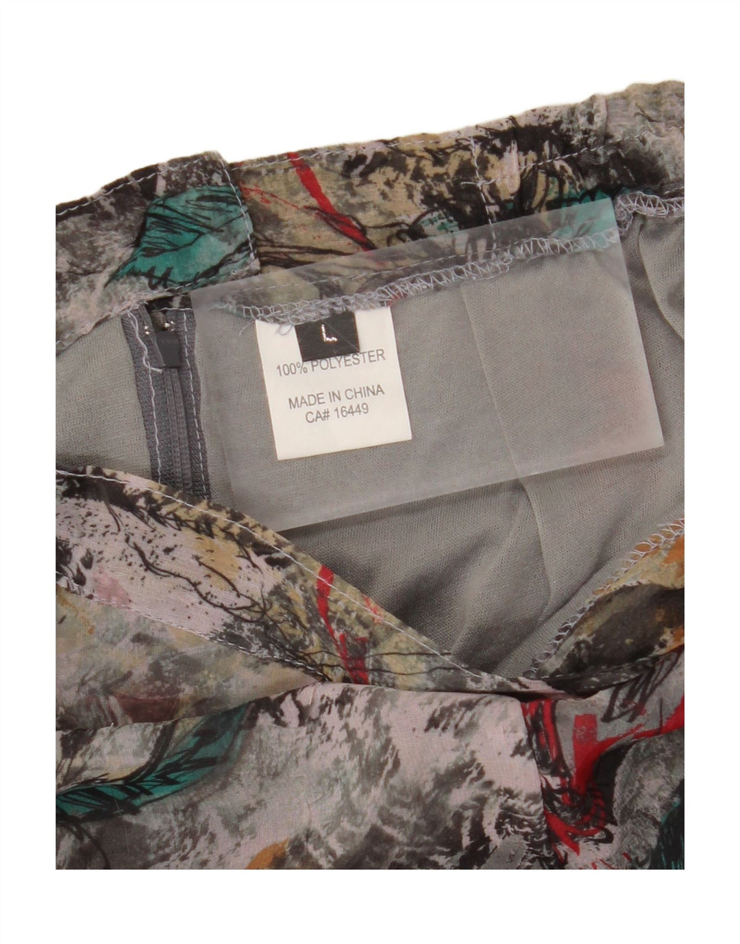 VINTAGE Womens A-Line Skirt Large W32  Grey Floral Polyester