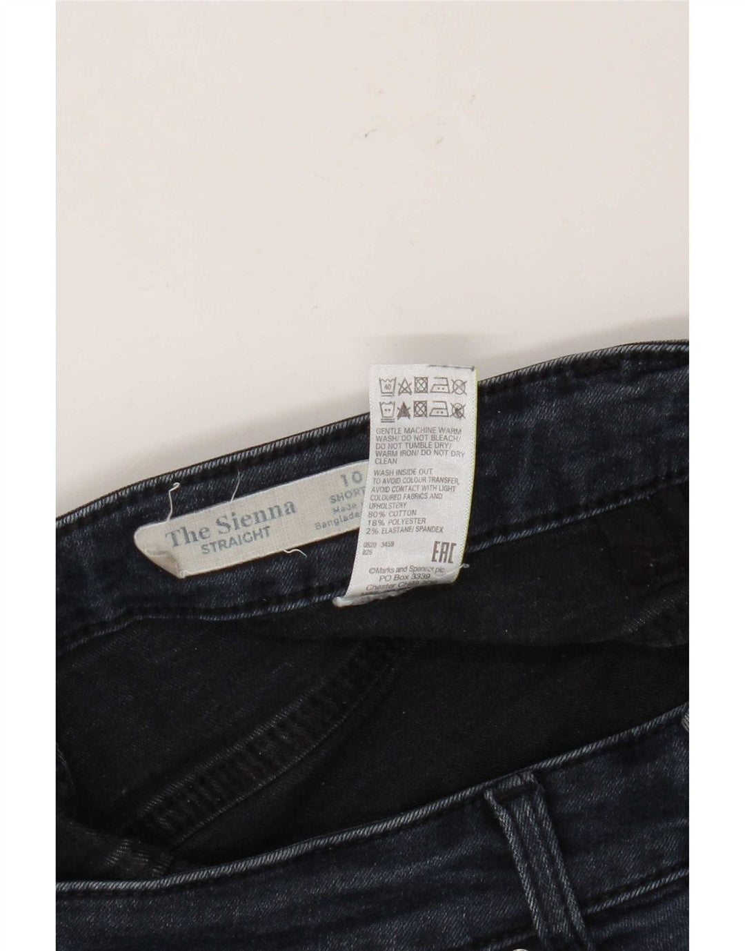 Jeans dritti da donna Marks & Spencer UK 10 piccoli W30 L27 blu navy