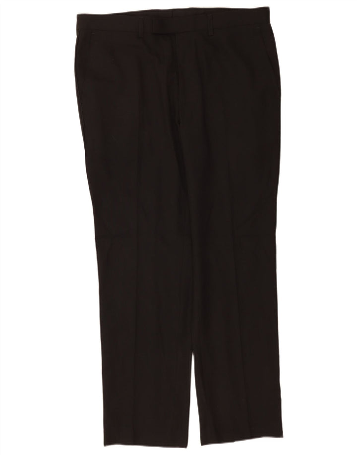 Pantaloni da abito slim fit da uomo Marks & Spencer W34 L29 poliestere nero