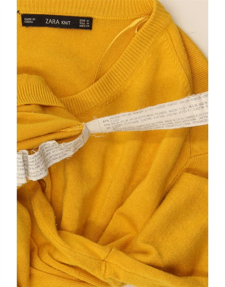 Maglione cardigan da donna Zara UK 12 viscosa giallo medio