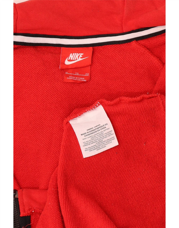 Felpa con cappuccio e zip NIKE da uomo XL in cotone rosso