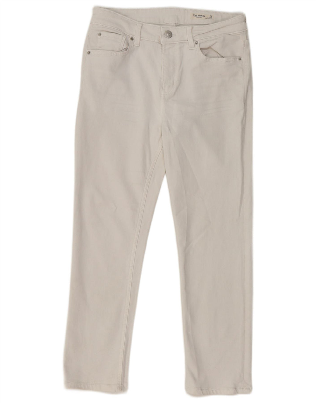 Jeans dritti Marks & Spencer da donna The Sienna UK 12 medio W30 L26 bianco