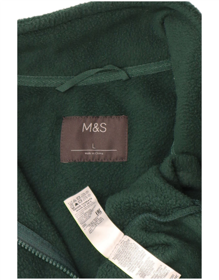 Maglione in pile da uomo Marks & Spencer con zip e collo grande in poliestere verde