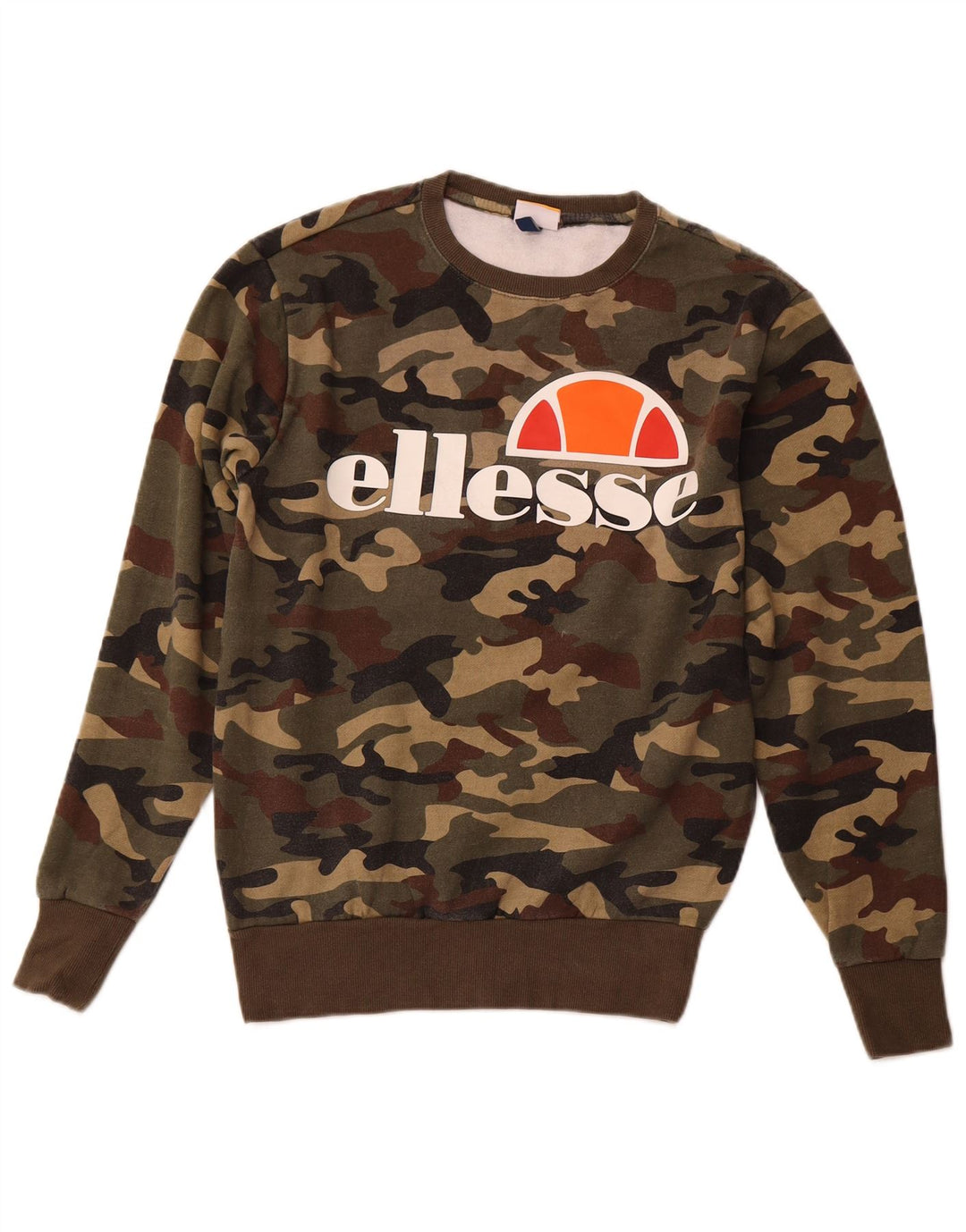 Ellesse Felpa grafica da uomo Maglione piccolo cotone mimetico kaki