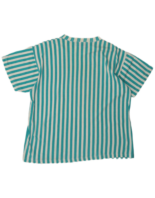 Blanc Bleu T-shirt grafica da uomo a maniche corte Top a righe blu grandi