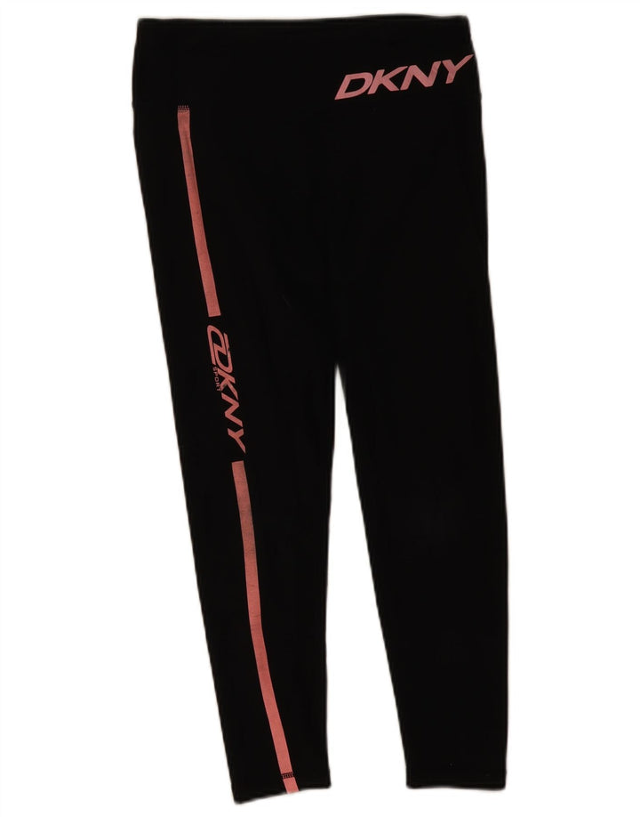 Leggings grafici crop da donna Dkny UK 12 cotone nero medio