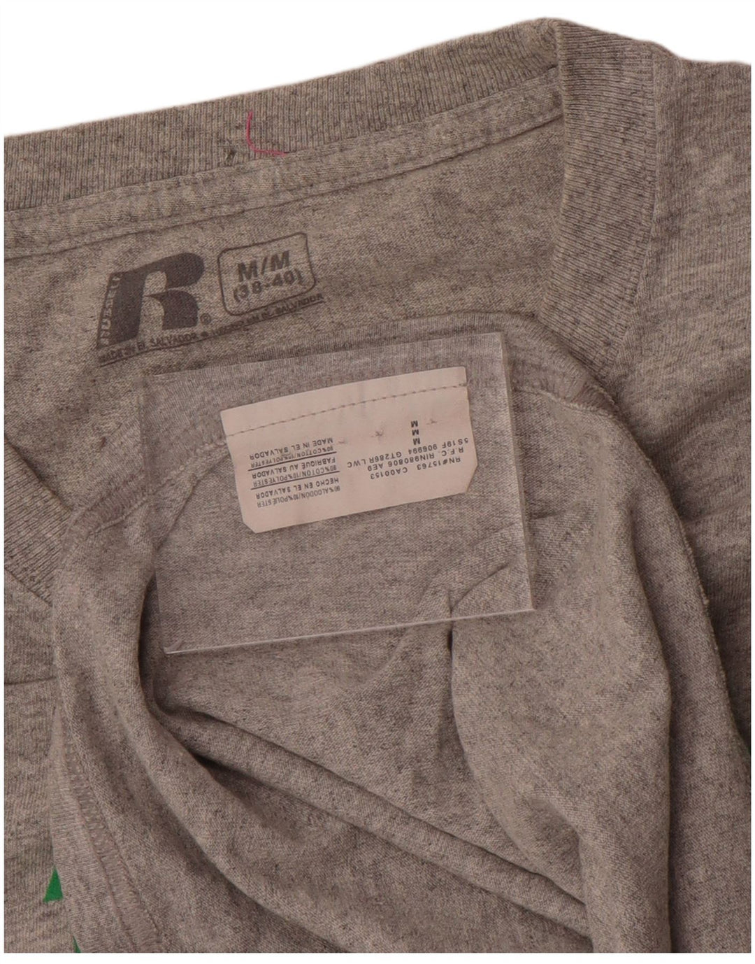 Maglietta grafica da uomo a maniche lunghe Russell Athletic UK 38/40 Cotone grigio medio