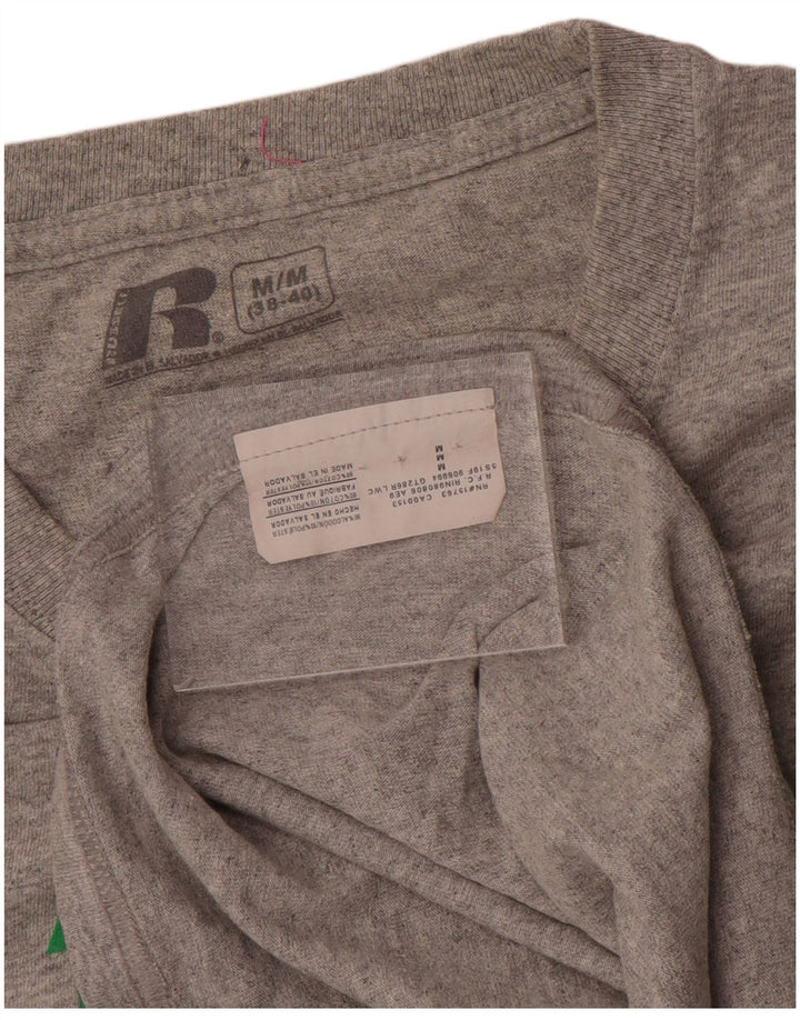 Maglietta grafica da uomo a maniche lunghe Russell Athletic UK 38/40 Cotone grigio medio
