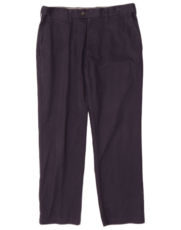 Pantaloni da abito regolari da uomo Marks & Spencer W34 L29 cotone blu navy