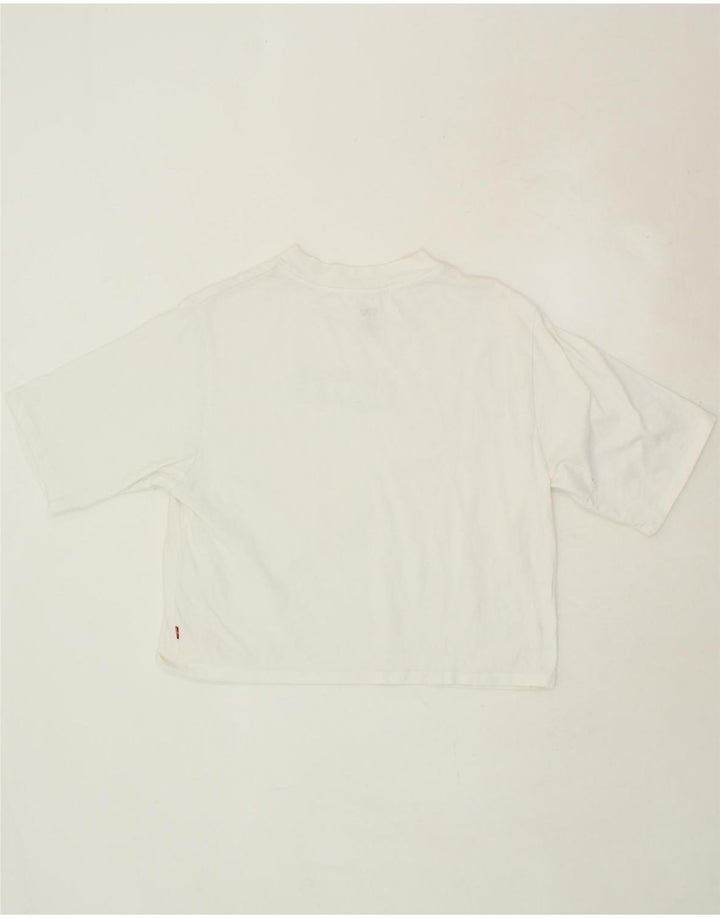 LEVI'S Womens Oversized Crop Graphic T-Shirt Top UK 6 XS White Vintage Levi's and Second-Hand Levi's from Messina Hembry 