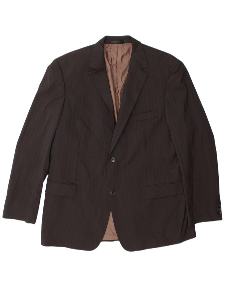 Giacca blazer da uomo a 2 bottoni HUGO BOSS EU 58 4XL lana gessata marrone