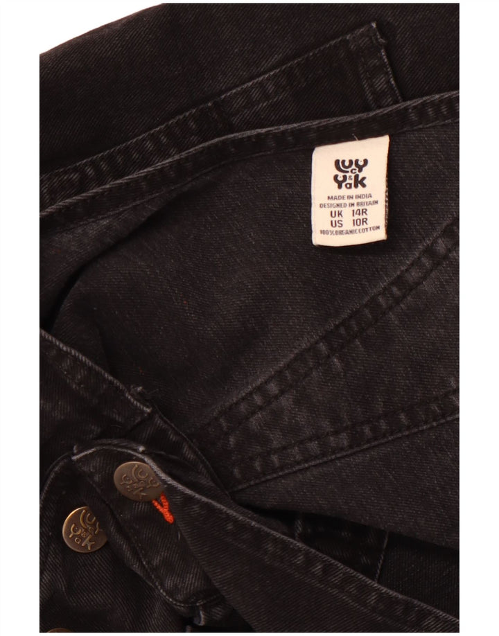 LUCY & YAK Salopette da donna Jeans UK 14 Large W38 L28 Cotone nero