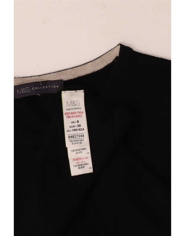 Maglione cardigan corto da donna Marks & Spencer UK 8 piccolo in viscosa nera