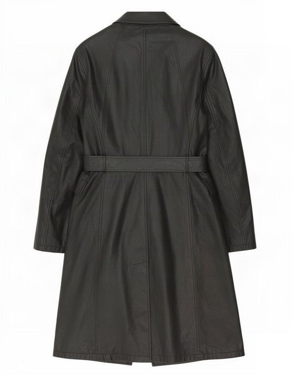 Cappotto in pelle vintage da donna UK 10 piccolo nero