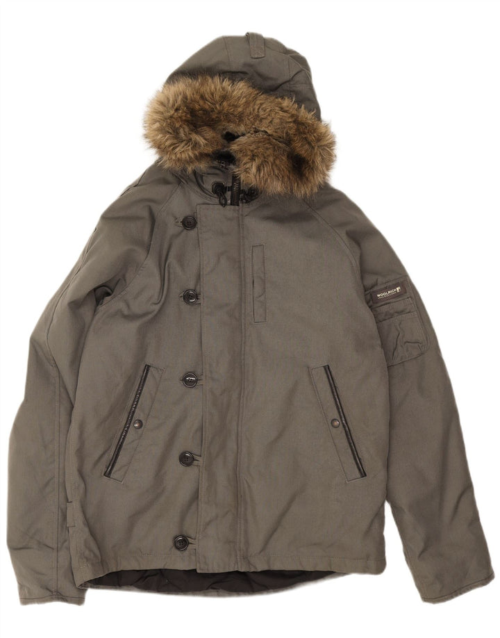 Giacca a vento con cappuccio da uomo Woolrich UK 40 Large Grigia