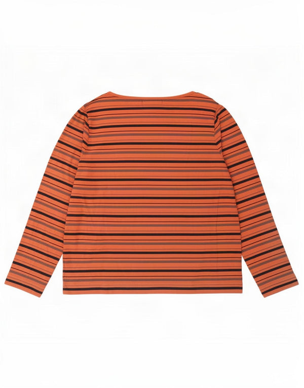 Top da donna a maniche lunghe Weird Fish UK 22 3XL Cotone a righe arancioni