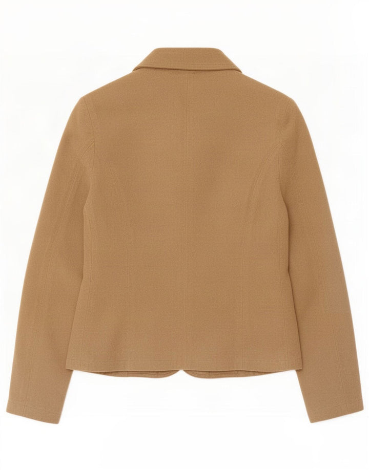 Giacca blazer vintage da donna in pelle scamosciata a 3 bottoni IT 46 grande in pelle beige