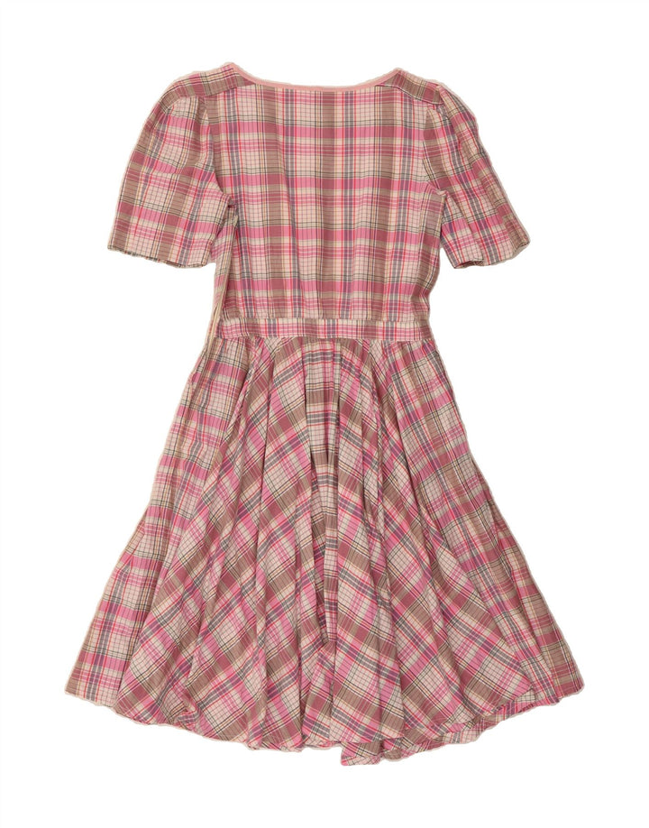 VALENTINO Womens Pleated Basic Dress IT 44 Medium Pink Check Vintage Valentino and Second-Hand Valentino from Messina Hembry 