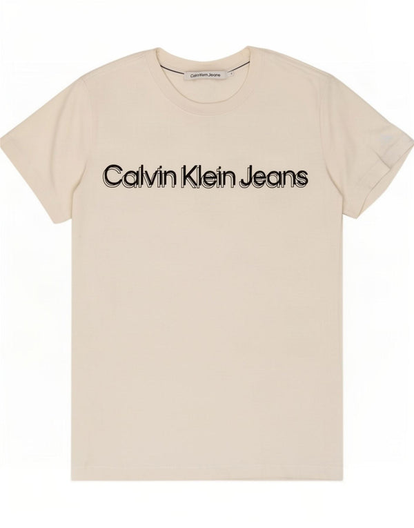 Calvin Klein Jeans Womens Graphic T-Shirt Top UK 10 Small White Cotton