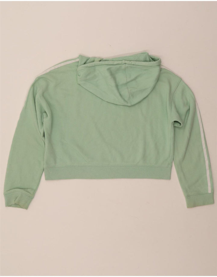 Maglione corto con cappuccio oversize da donna ADIDAS UK 8 piccolo cotone verde