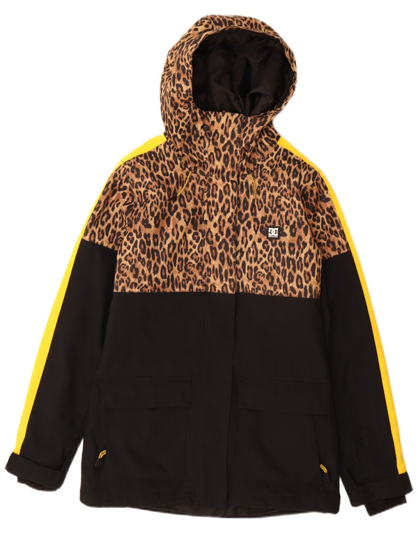 Cappotto giacca a vento con cappuccio da donna DC UK 10 piccola stampa animalier multicolore