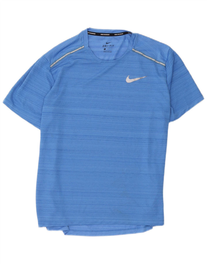 T-shirt Nike da uomo Dri Fit, maglietta grande in poliestere a righe blu