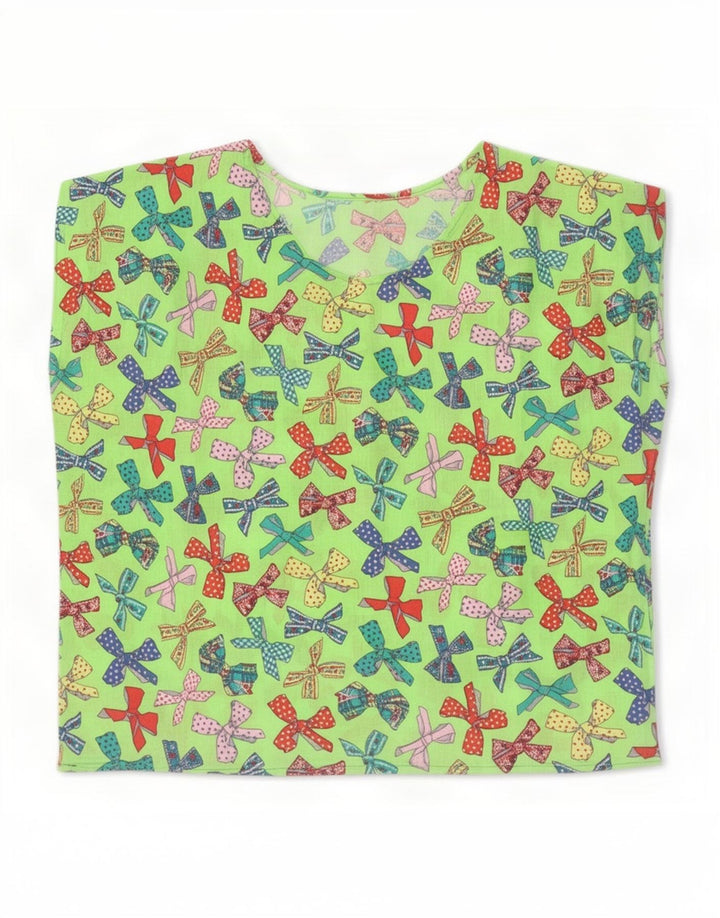 T-shirt vintage da donna con motivo astratto Top UK 16 grande verde