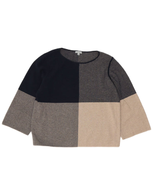 Jigsaw Top da donna con maniche a 3/4 UK 14 Poliestere color block grigio medio