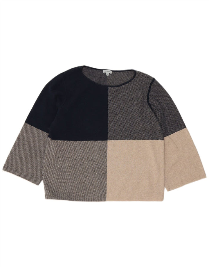 Jigsaw Top da donna con maniche a 3/4 UK 14 Poliestere color block grigio medio