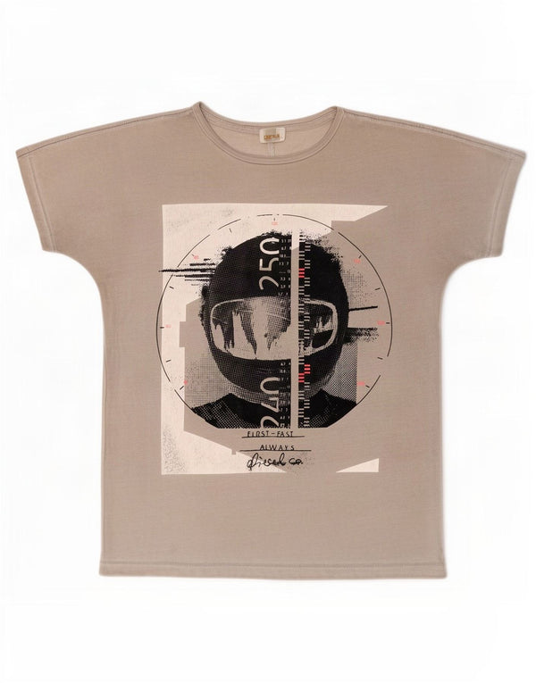 T-shirt grafica da uomo Diesel Top grande in cotone grigio