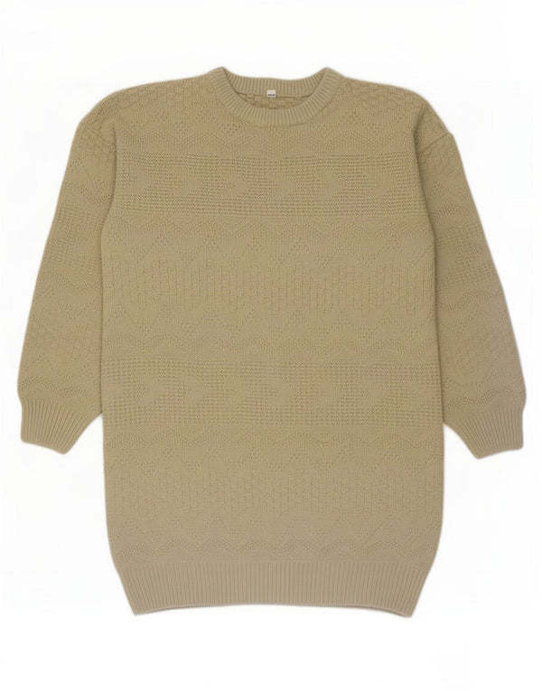 Maglione maglione girocollo da donna vintage EU 36/38 piccolo cotone beige