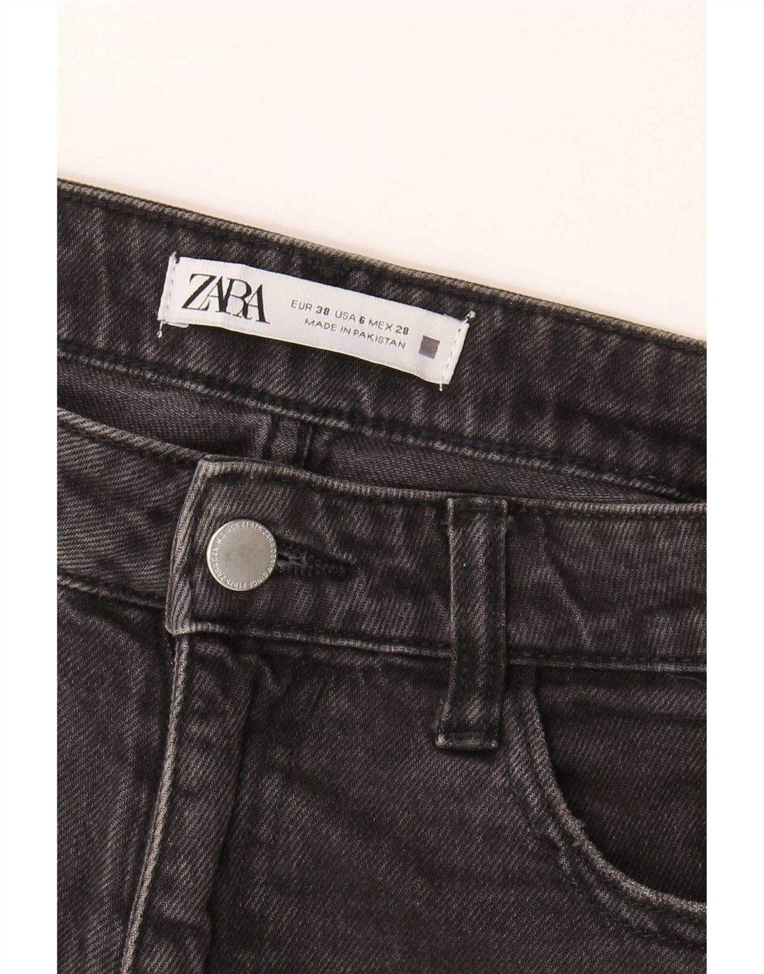 Jeans Zara da donna a vita alta EU 38 Small W28 L27 Grigio