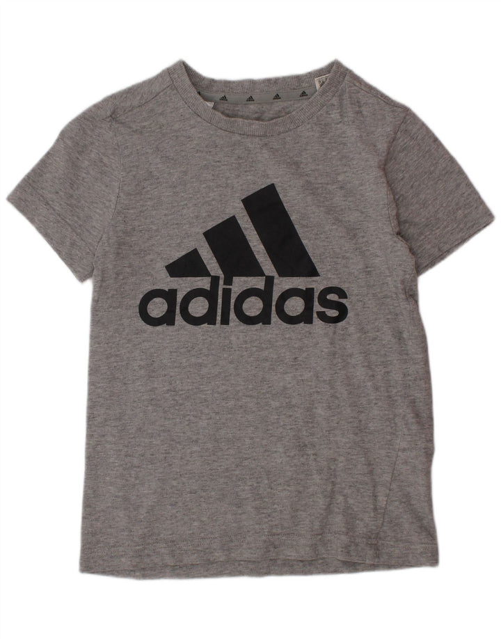 T-shirt grafica ADIDAS per ragazzi 7-8 anni in cotone grigio