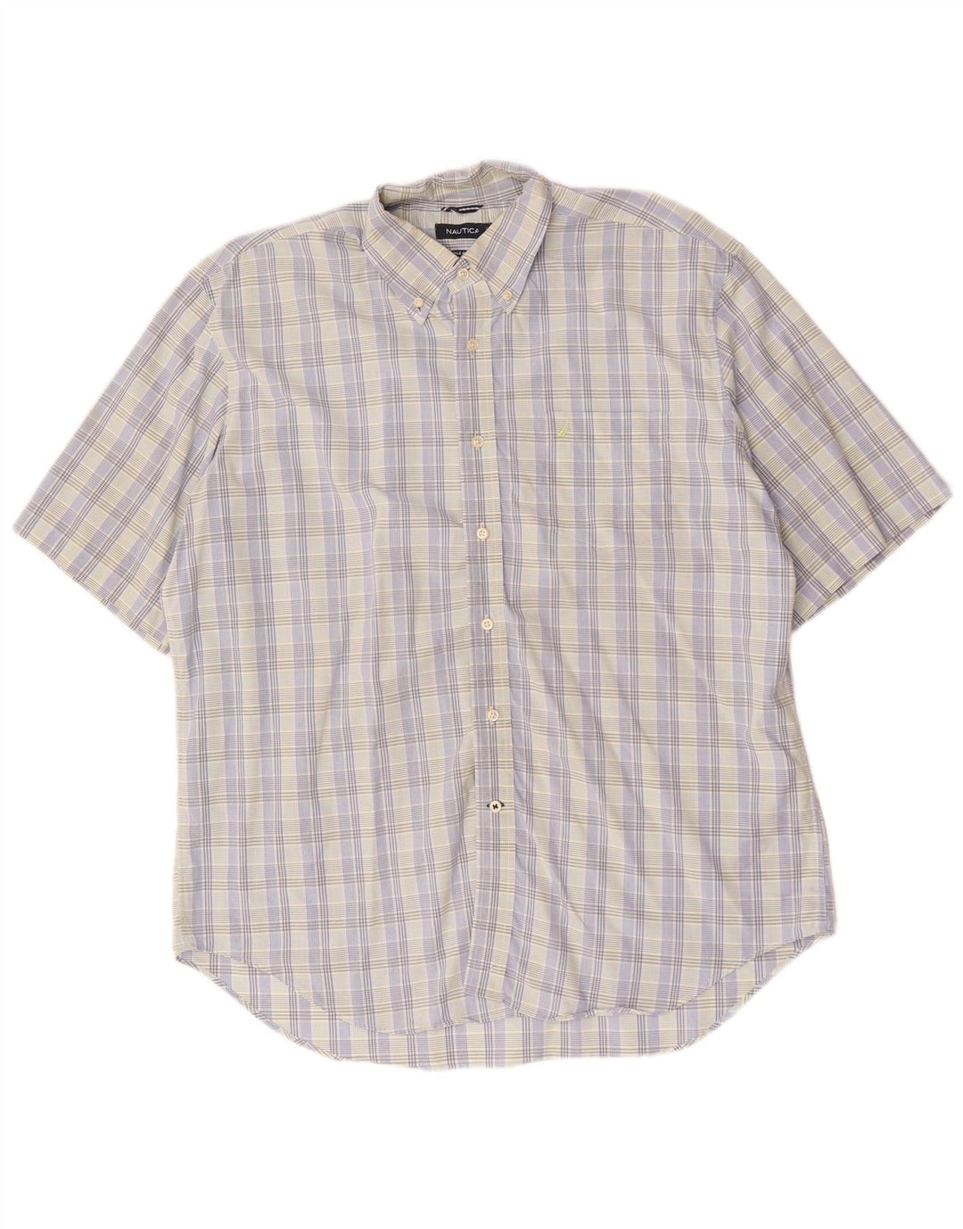 Camicia a maniche corte da uomo Nautica XL in cotone a quadri blu