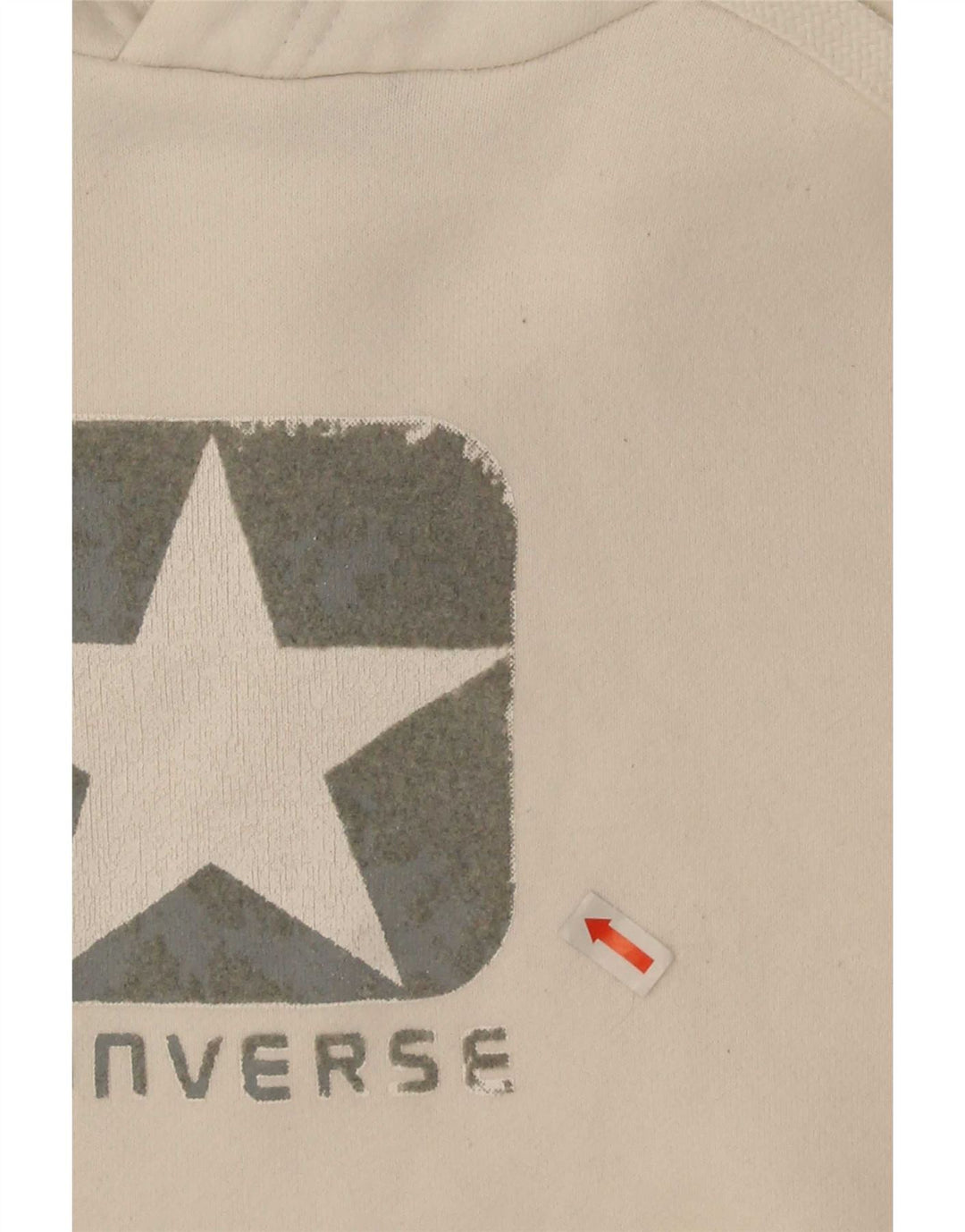 Felpa con cappuccio grafica da uomo Converse, cotone bianco sporco medio