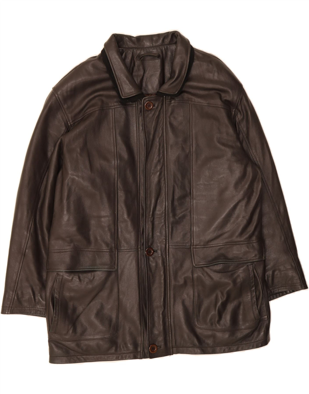 VINTAGE Mens Leather Coat UK 42 XL Brown Leather Vintage Vintage and Second-Hand Vintage from Messina Hembry 