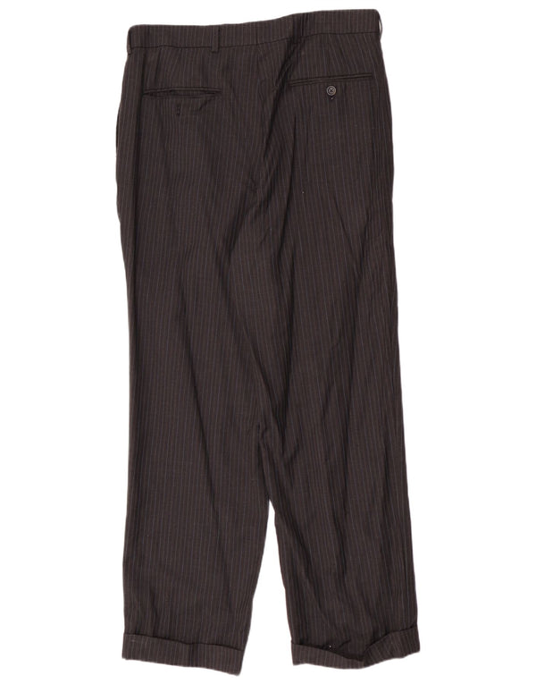 Pantaloni da abito da uomo con pegging Nautica W34 L30 Lana gessata nera