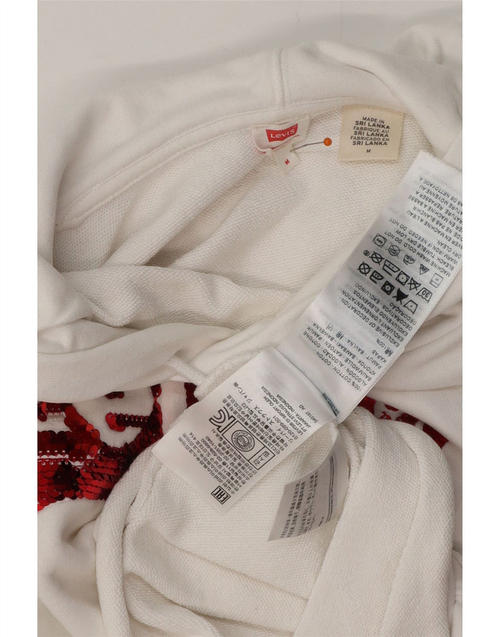 Maglione corto con cappuccio oversize da donna LEVI'S UK 14 cotone bianco medio