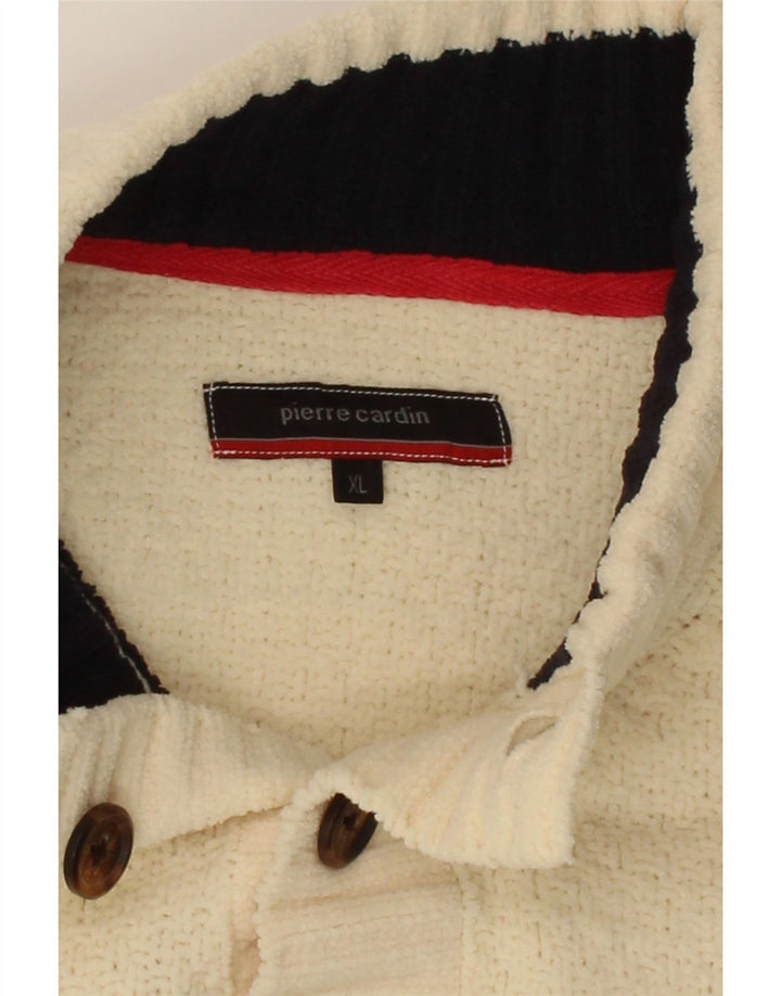PIERRE CARDIN Mens Button Neck Jumper Sweater XL Off White Polyester Vintage Pierre Cardin and Second-Hand Pierre Cardin from Messina Hembry 